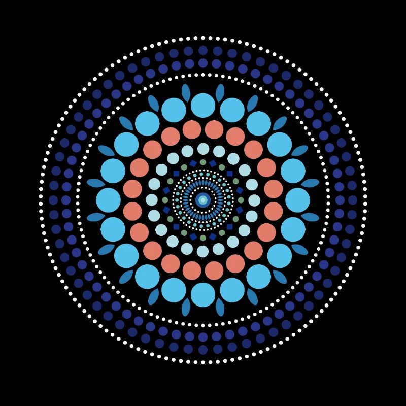 Mandala à points dégradés bleus