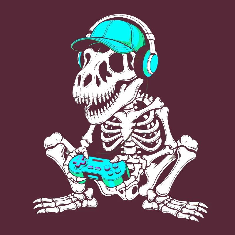 Skeleton DJ with controller and headset