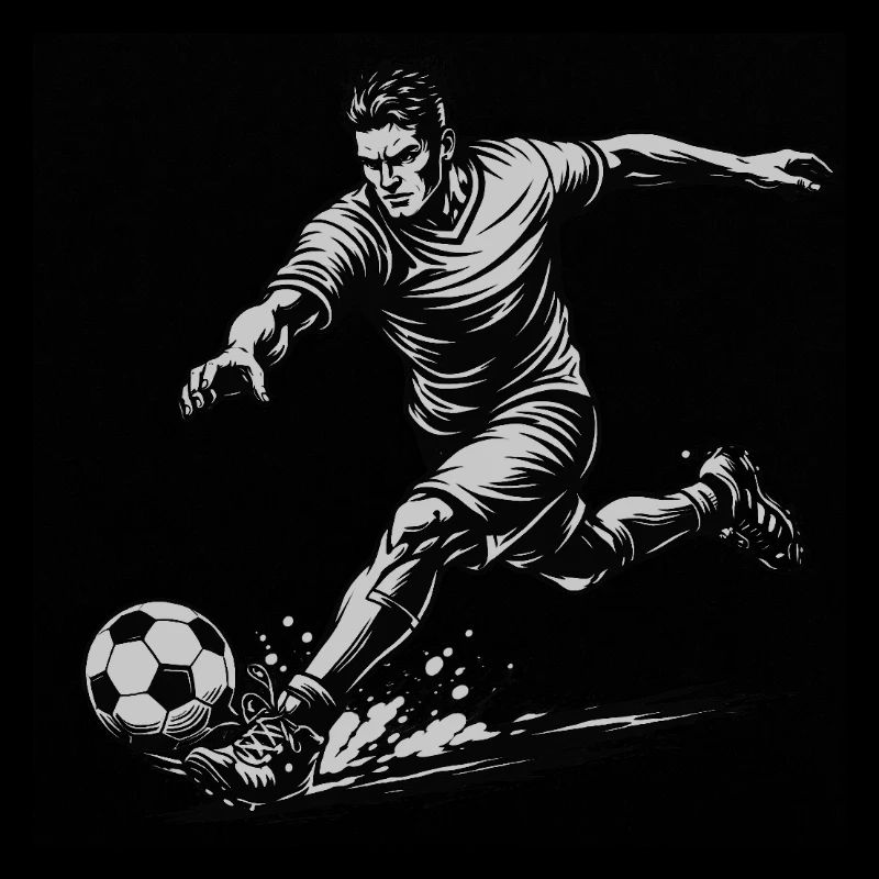 Dynamischer Fußballer im Comic Stil