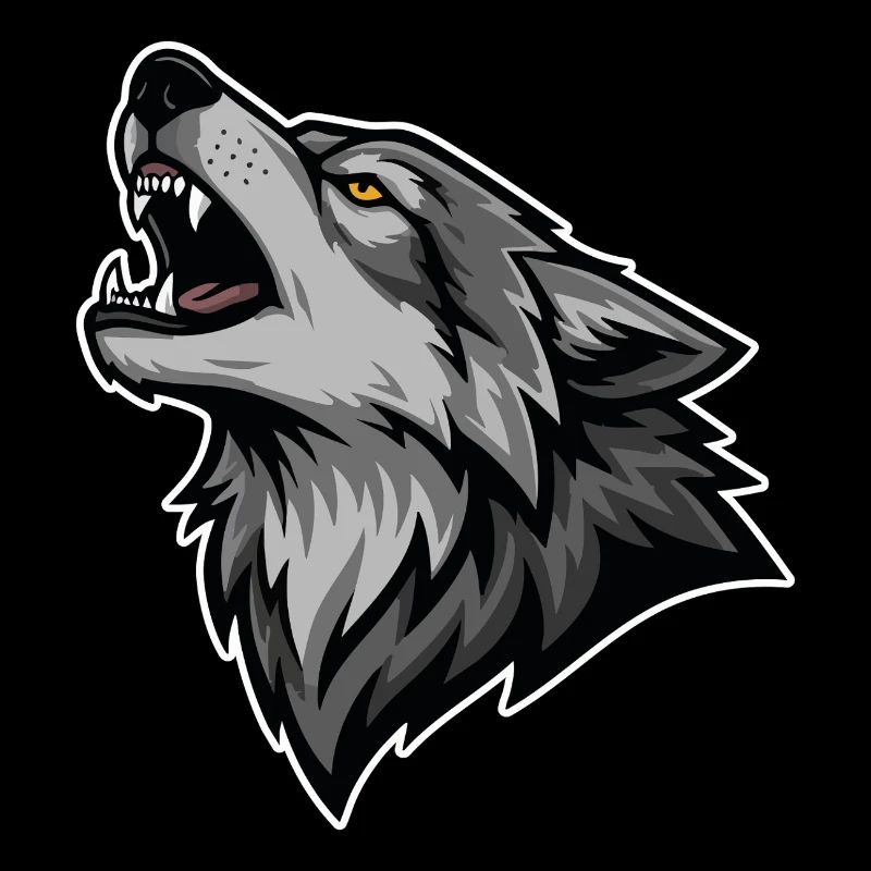 Gray Wolf Howling Wild Moon Wolf Logo