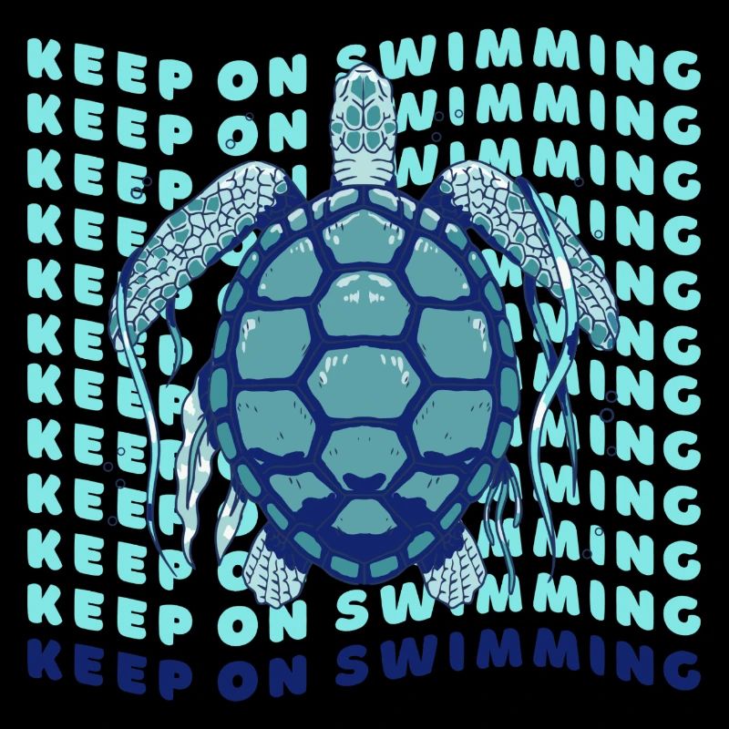 Keep On Swimming Sea Turtle Retro Graphic