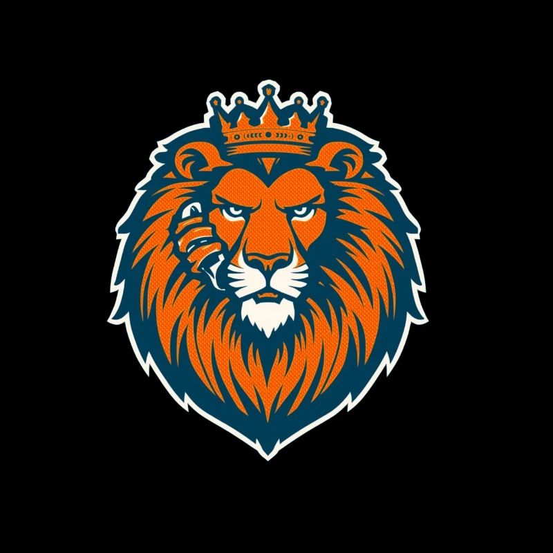 Crown Lion Orange Blue Logo