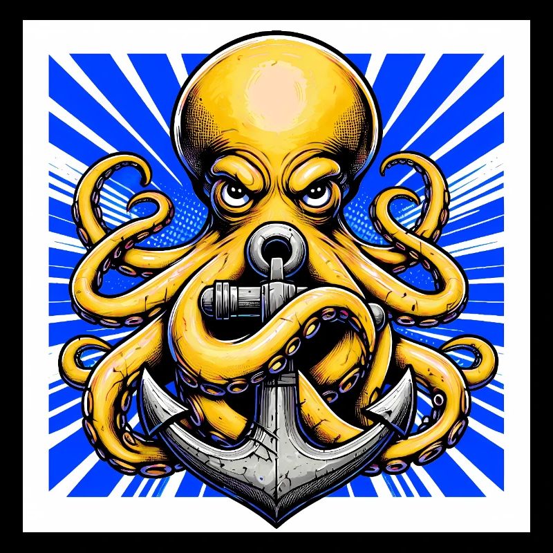Oktopus umarmt einen Anker