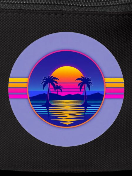 Sunset Neon Palms Circle