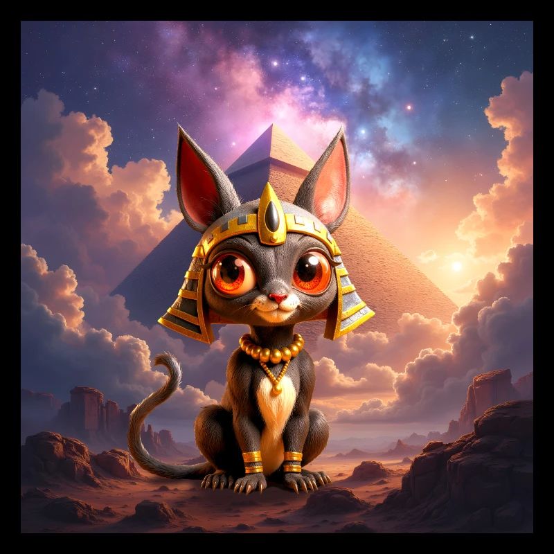 Pharaon Cat devant la pyramide