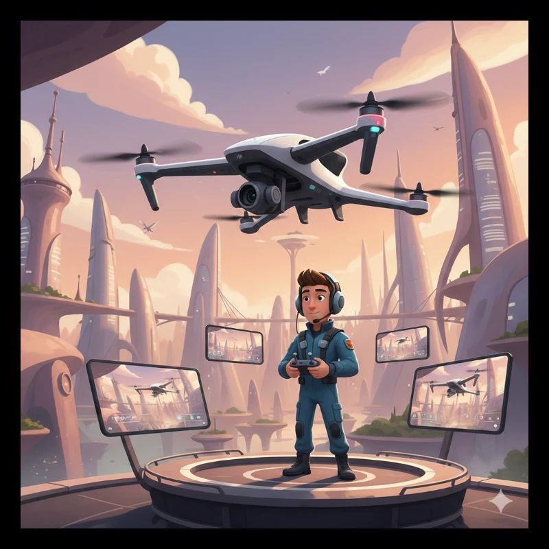 Drone Pilot in Neon Town