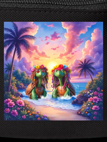 Tropical turtles at sunset