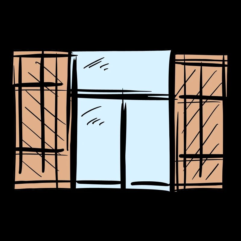 Old Window with Shutters Hinged Shutters Drawing