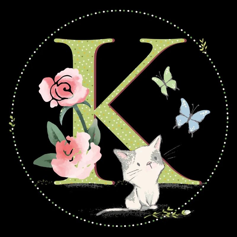 Anfangsbuchstabe K mit Katze