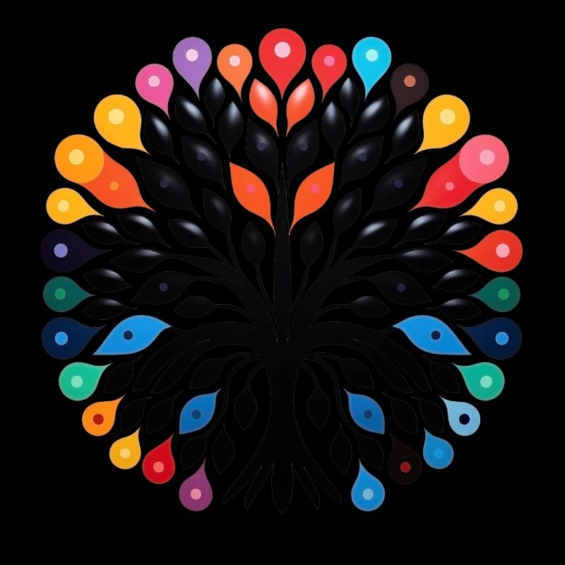 Colorful Tree of Life - Colorful Dot Pattern