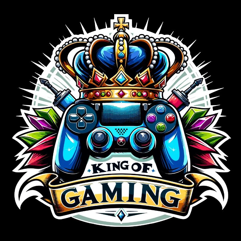 King of Gaming - Controller and Crown Illustration