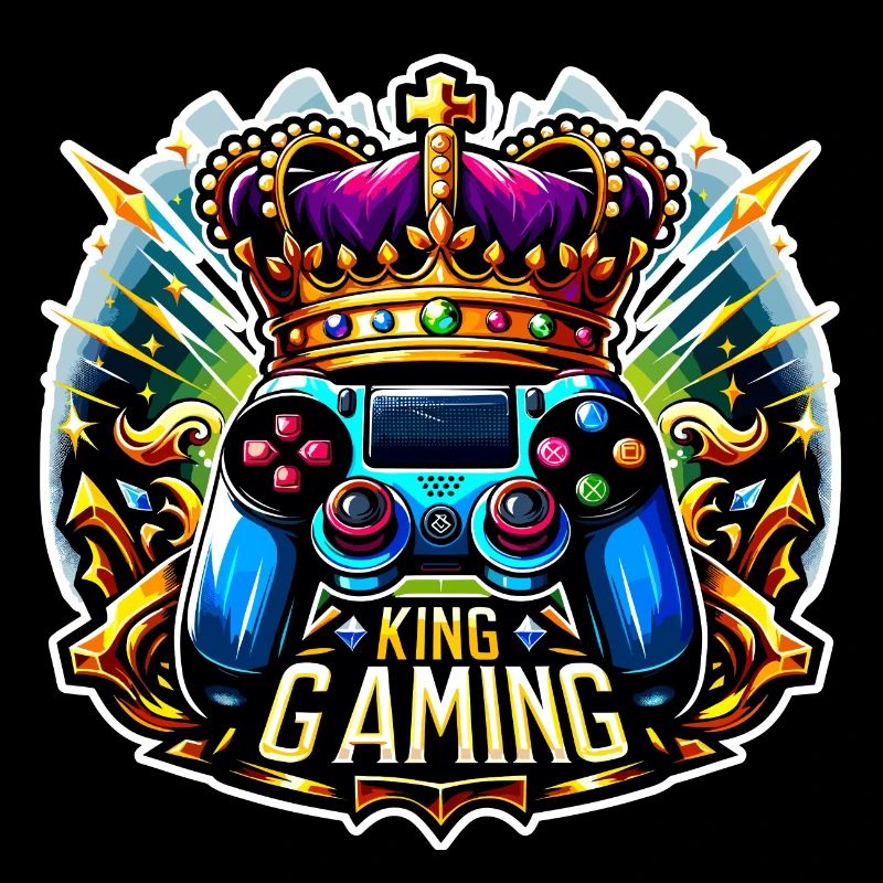 King of Gaming - Controller and Crown Illustration