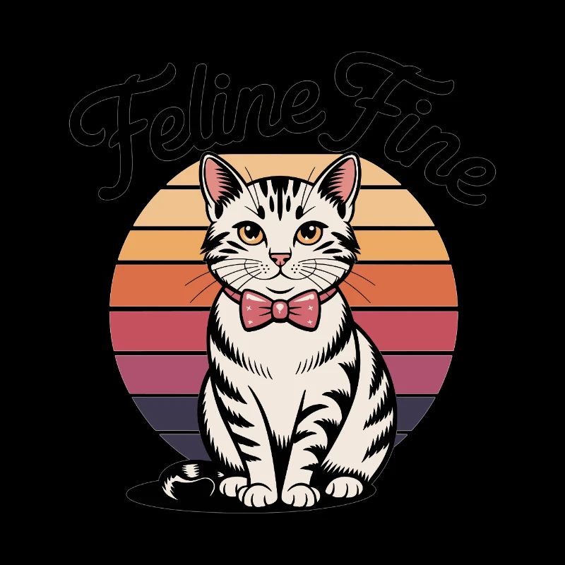 Feline Fine – Chat Sunset Rétro