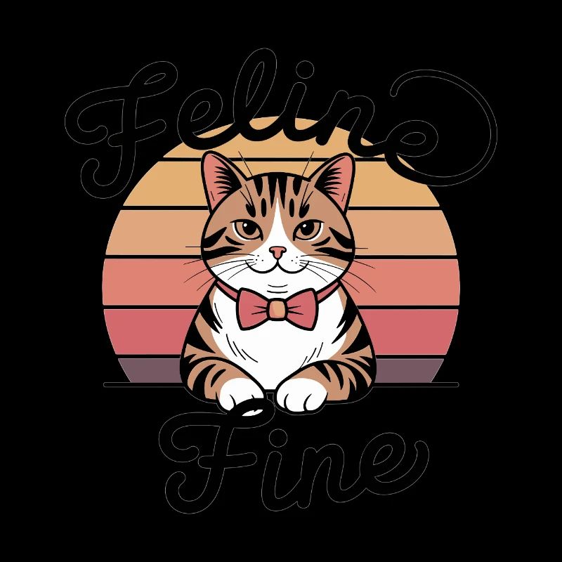 Feline Fine – Chat Sunset Rétro