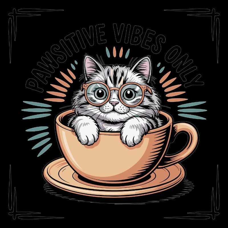 Pawsitive Vibes Only – Chat dans une tasse