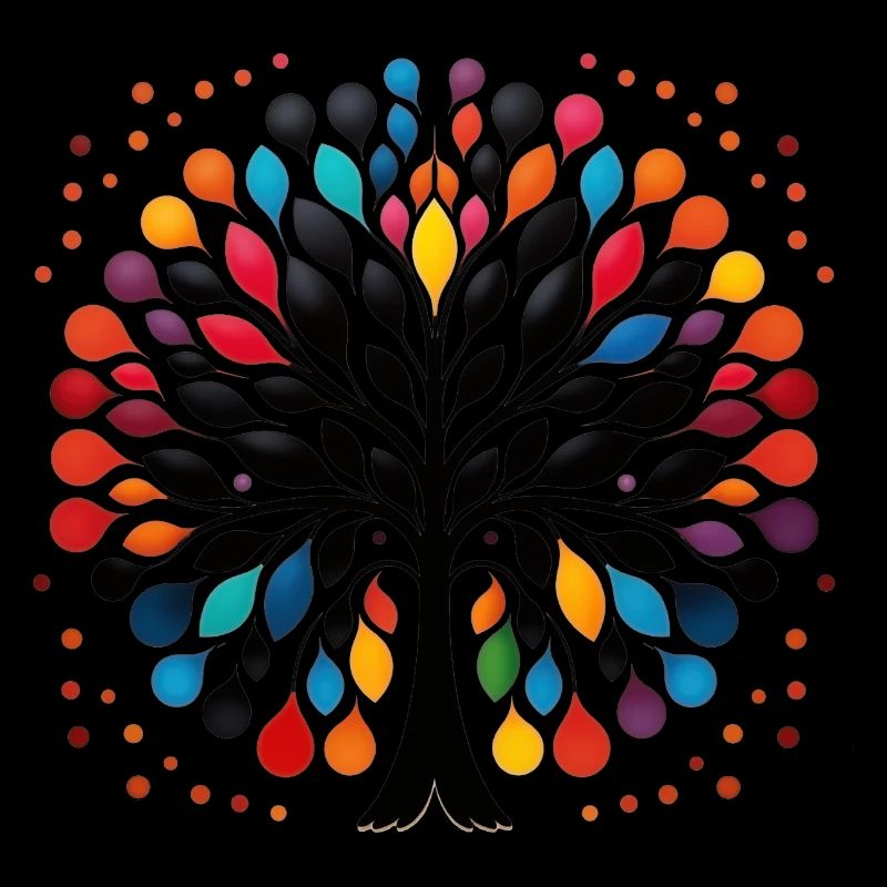 Lebendige Lebensbaum-Dot Art farbenfrohe Design