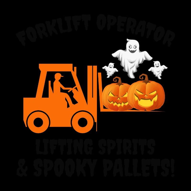 Halloween Ghost Forklift Operator Pumpkin Lifter