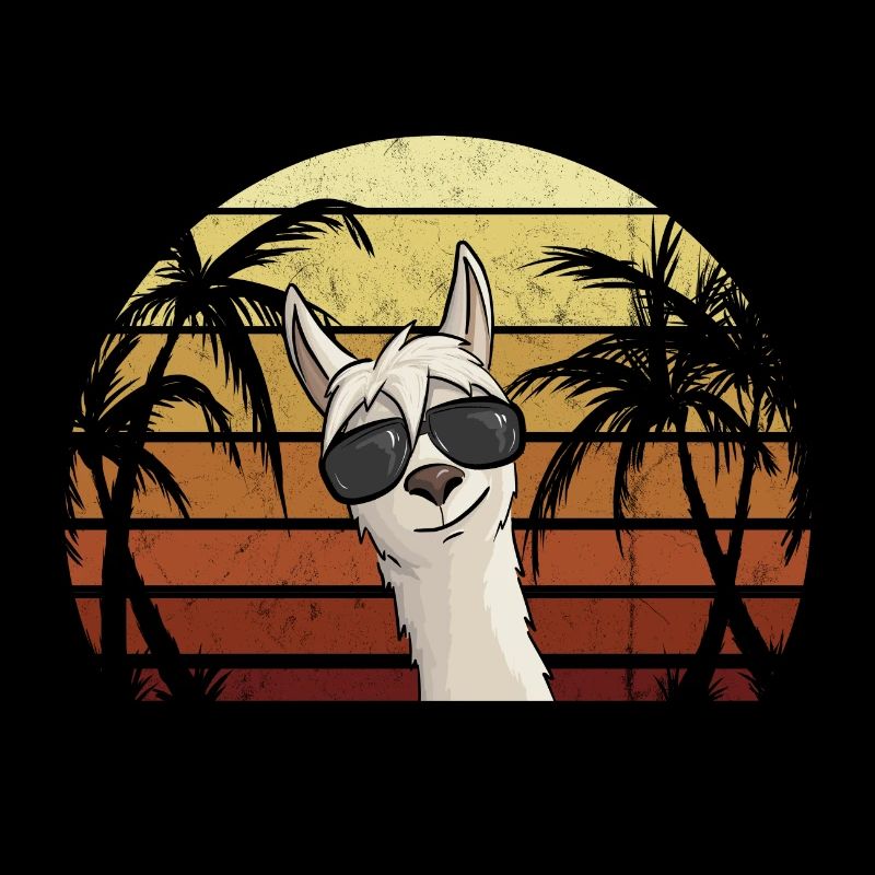80s Retro Style Alpaca with Sunglasses Hipster L
