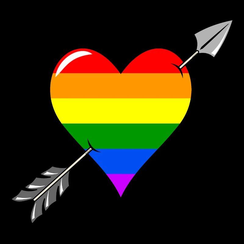 Coeur et flèche amour drapeau arc-en-ciel
