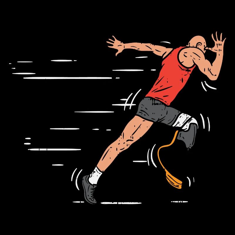 Legless runner - amputated prosthesis