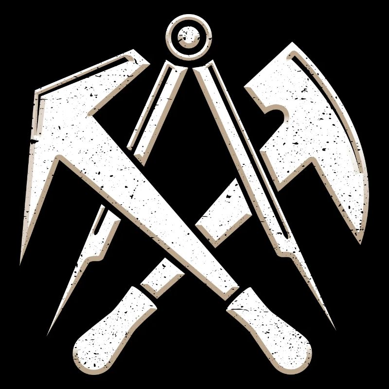 Symbole de la guilde des couvreurs dans un look grunge 3D cool