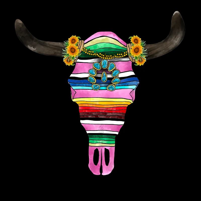 Serape Bull Skull und Türkis