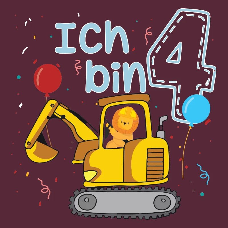 Kinder Geburtstag Geschenk Ich bin 4 - Bagger