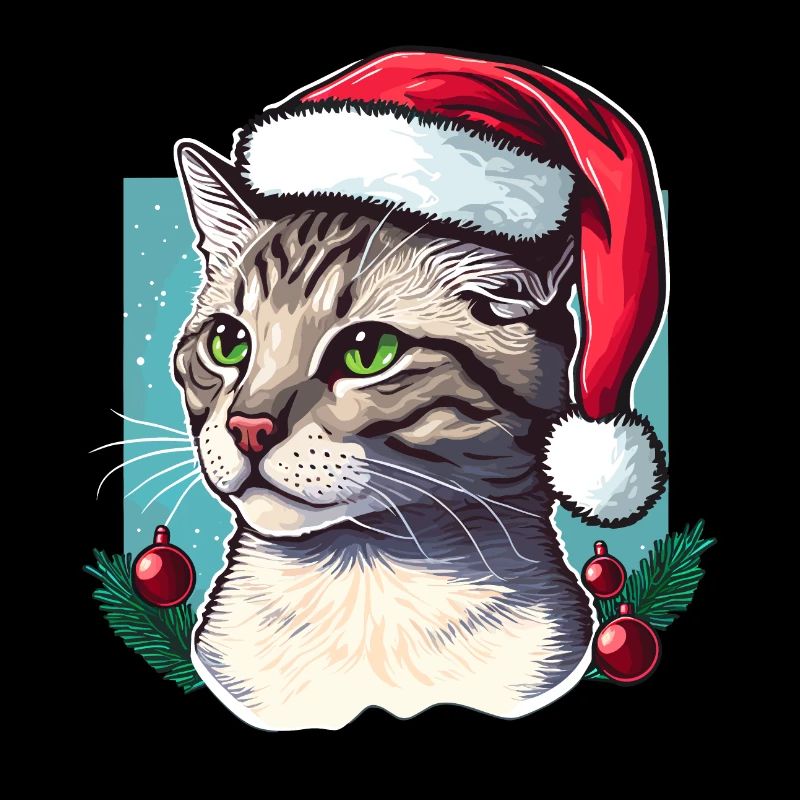 Wunderschöne Katze mit Weihnachtsmannmütze