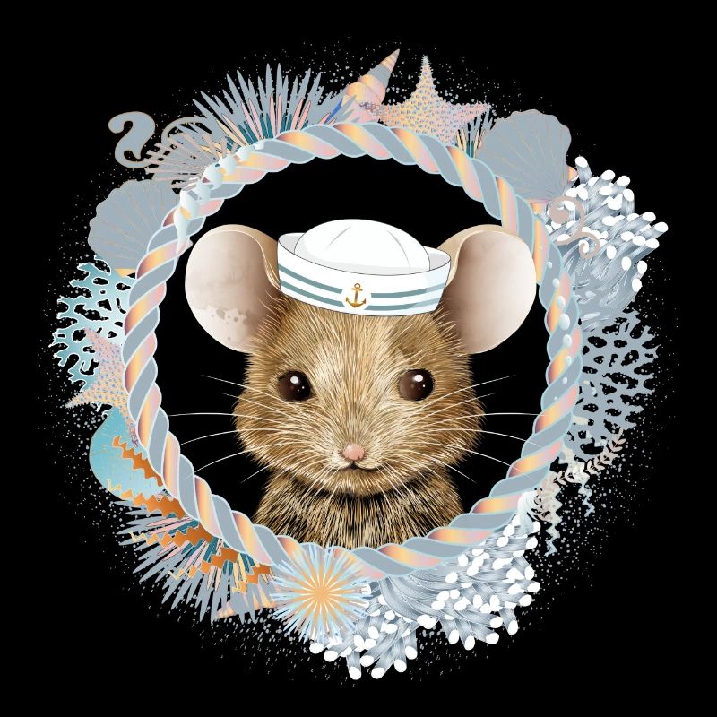 souris mignonne comme un marin dans un cadre maritime