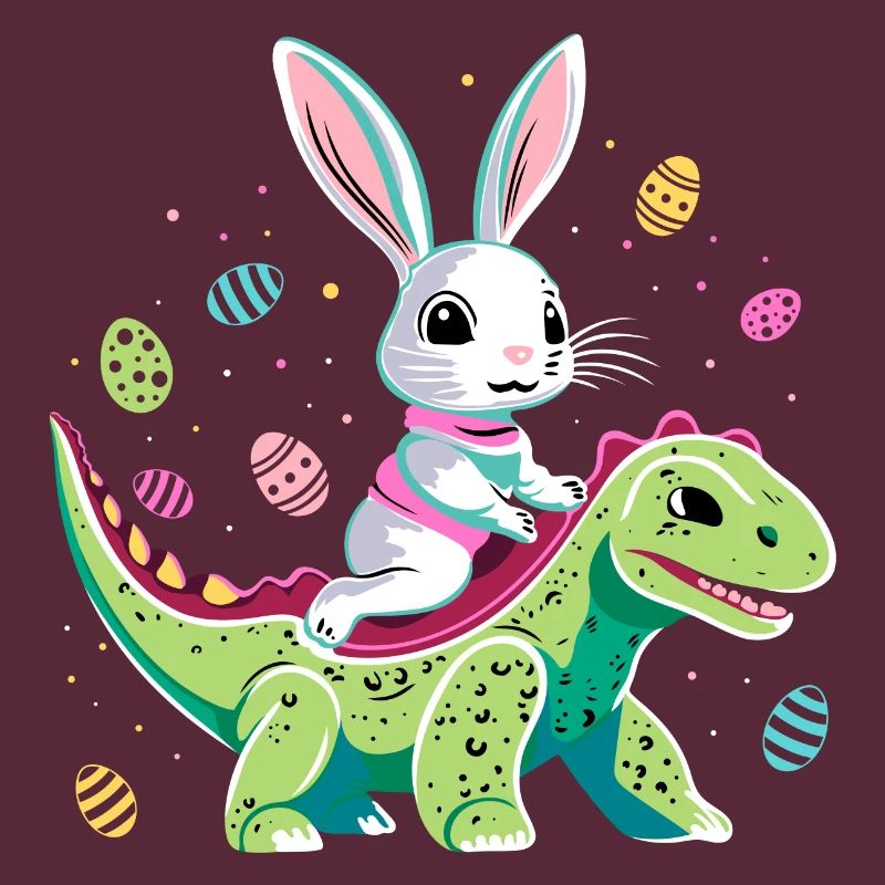Easter Bunny Rides Dinosaur