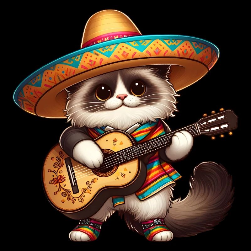 Cinco de Mayo Cartoon Ragdoll Katze