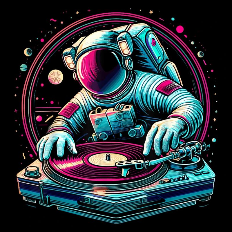 Astronaute DJ Planets DJing dans l’espace