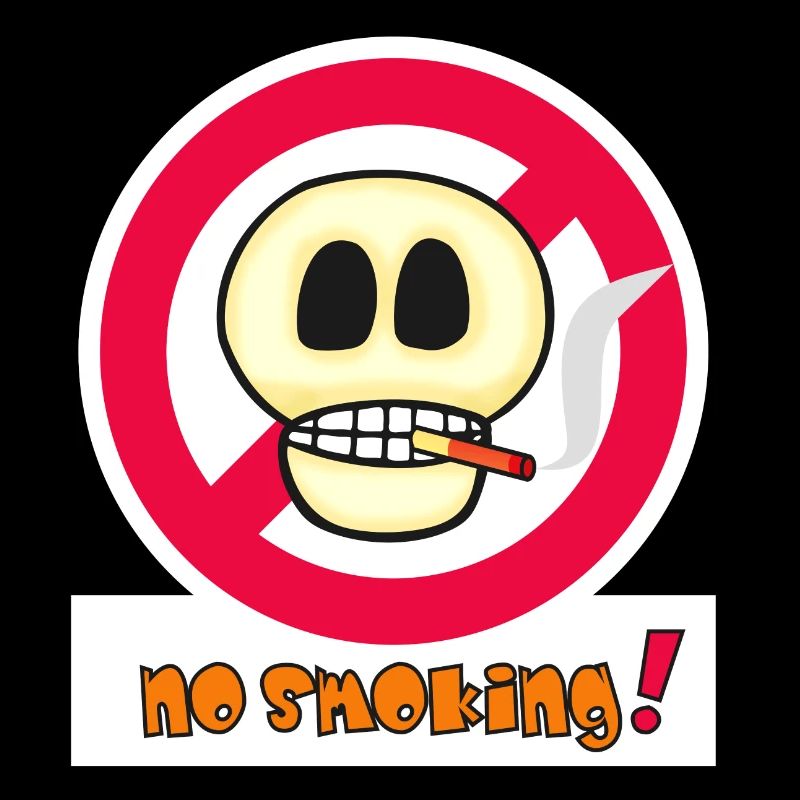 No Smoking Skull Face - Funny Emoticon