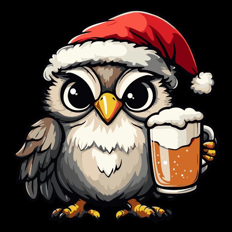 Eule Weihnachten Bier