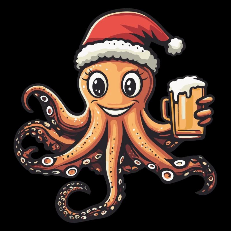 Oktopus Weihnachten Bier