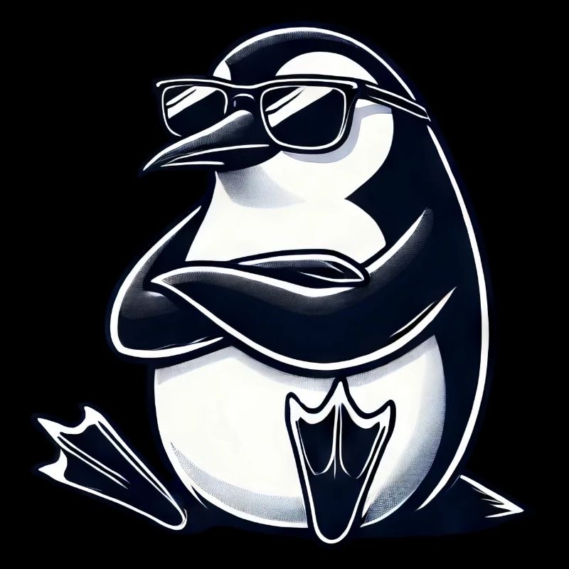 pingouin cool avec des lunettes de soleil et entrelacé