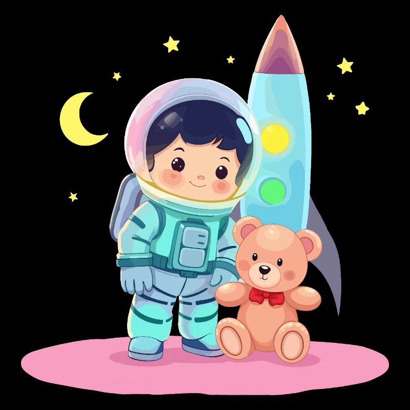 Astronaut mit Teddybär
