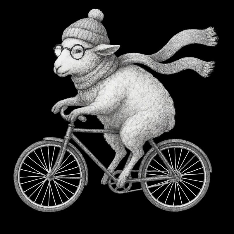 Sheep on Bicycle Vintage