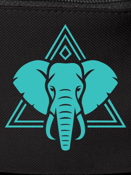 Türkiser Elefant mit geometrischem Muster