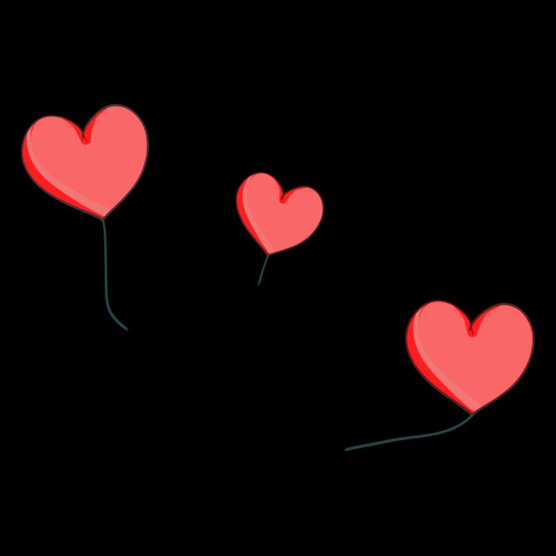 three hearts red balloon
