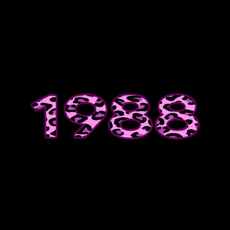 1988 birthday barcode pink leopard retro party