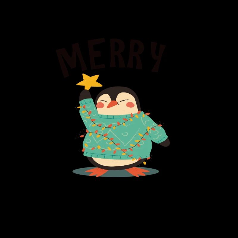 Merry Christmas Pinguin mit Stern