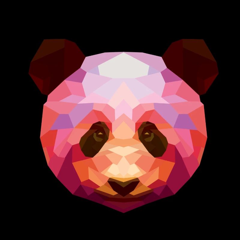 Red panda china mosaic low poly