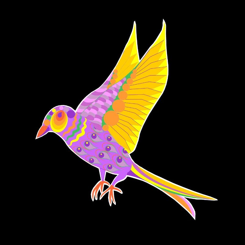 Oiseau coloré - mouches