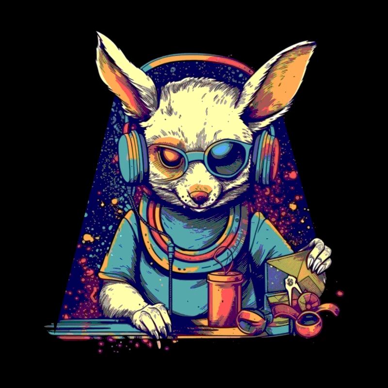 Cool bunny as DJ with broken sunglasses