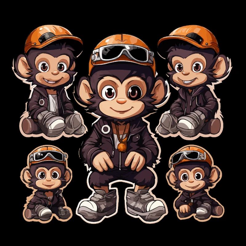 Monkey Skateboarding Sticker Pack