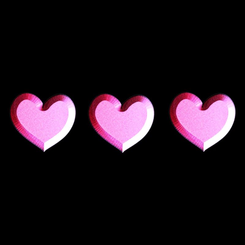 three hearts pink glitter