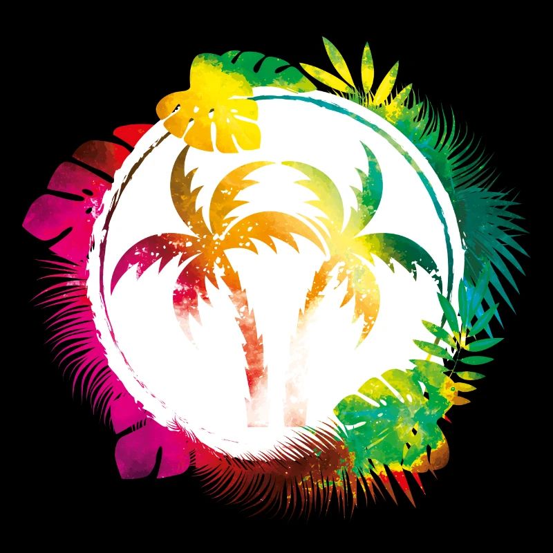 palmiers plage colorée