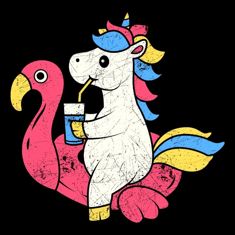 FLAMINGO EINHORN EINHÖRNER PONY REGENBOGEN MOTIVE