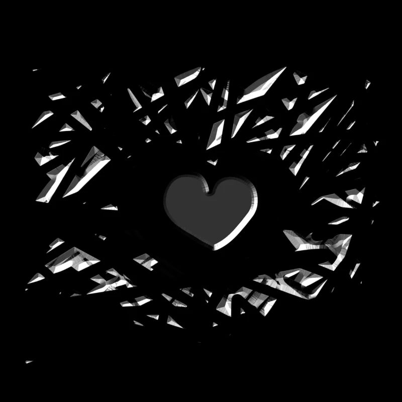 heart pattern gray love symbol shards